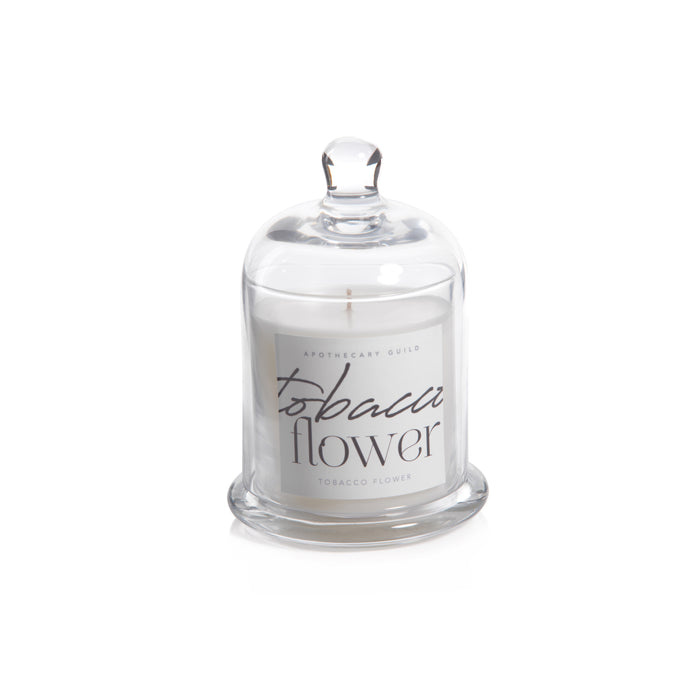 Zodax Tobacco Flower Scented Candle Jar with Glass Dome