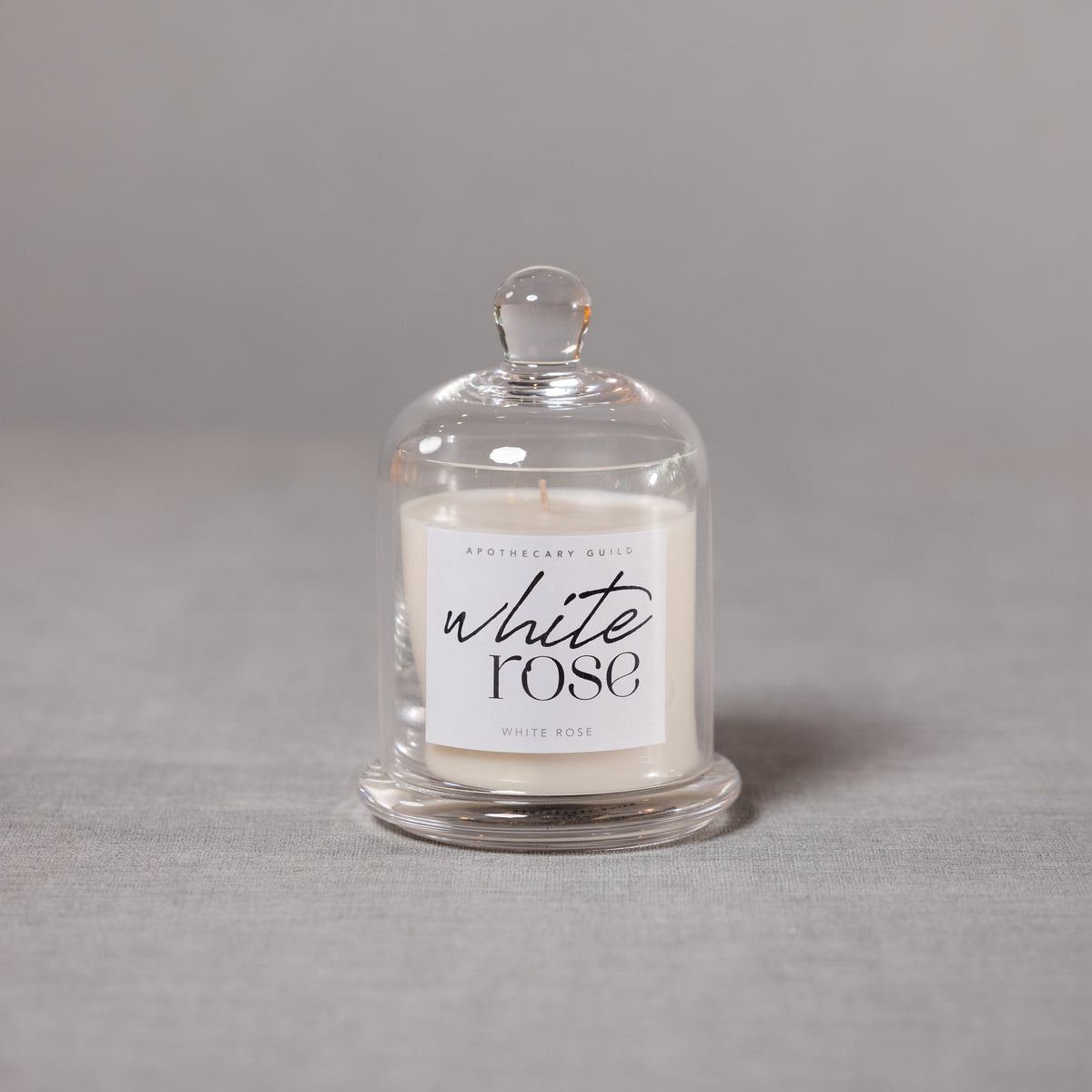 Zodax White Rose Scented Candle Jar with Glass Dome