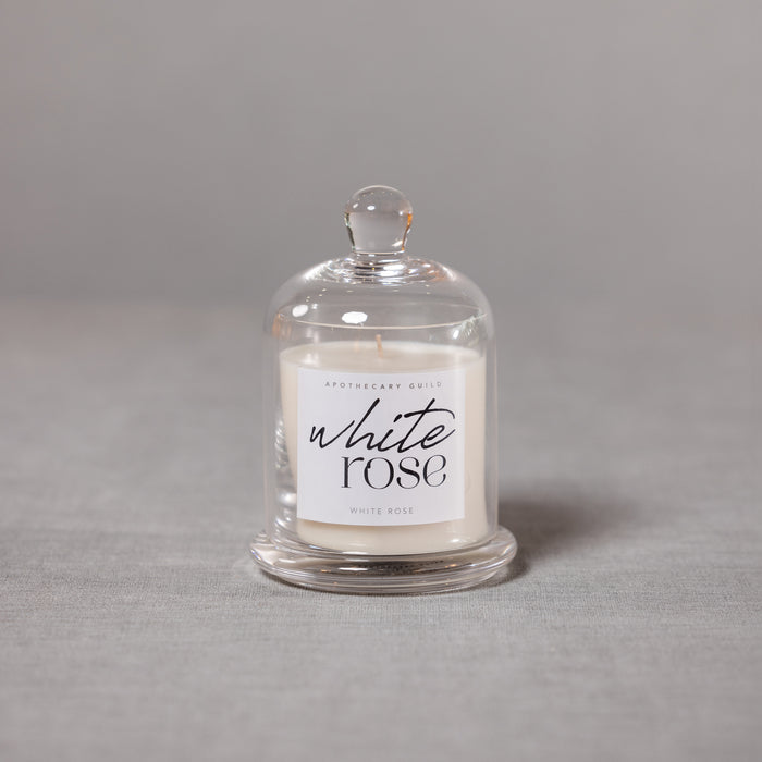 Zodax White Rose Scented Candle Jar with Glass Dome