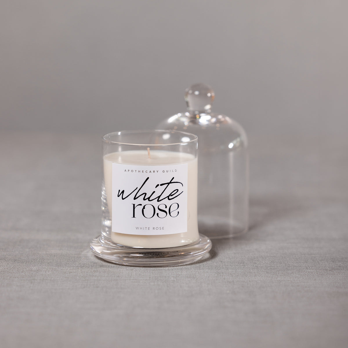 Zodax White Rose Scented Candle Jar with Glass Dome