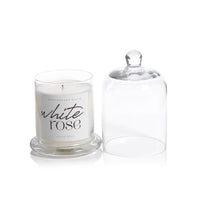Zodax White Rose Scented Candle Jar with Glass Dome