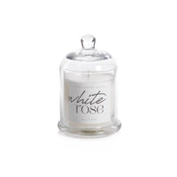 Zodax White Rose Scented Candle Jar with Glass Dome