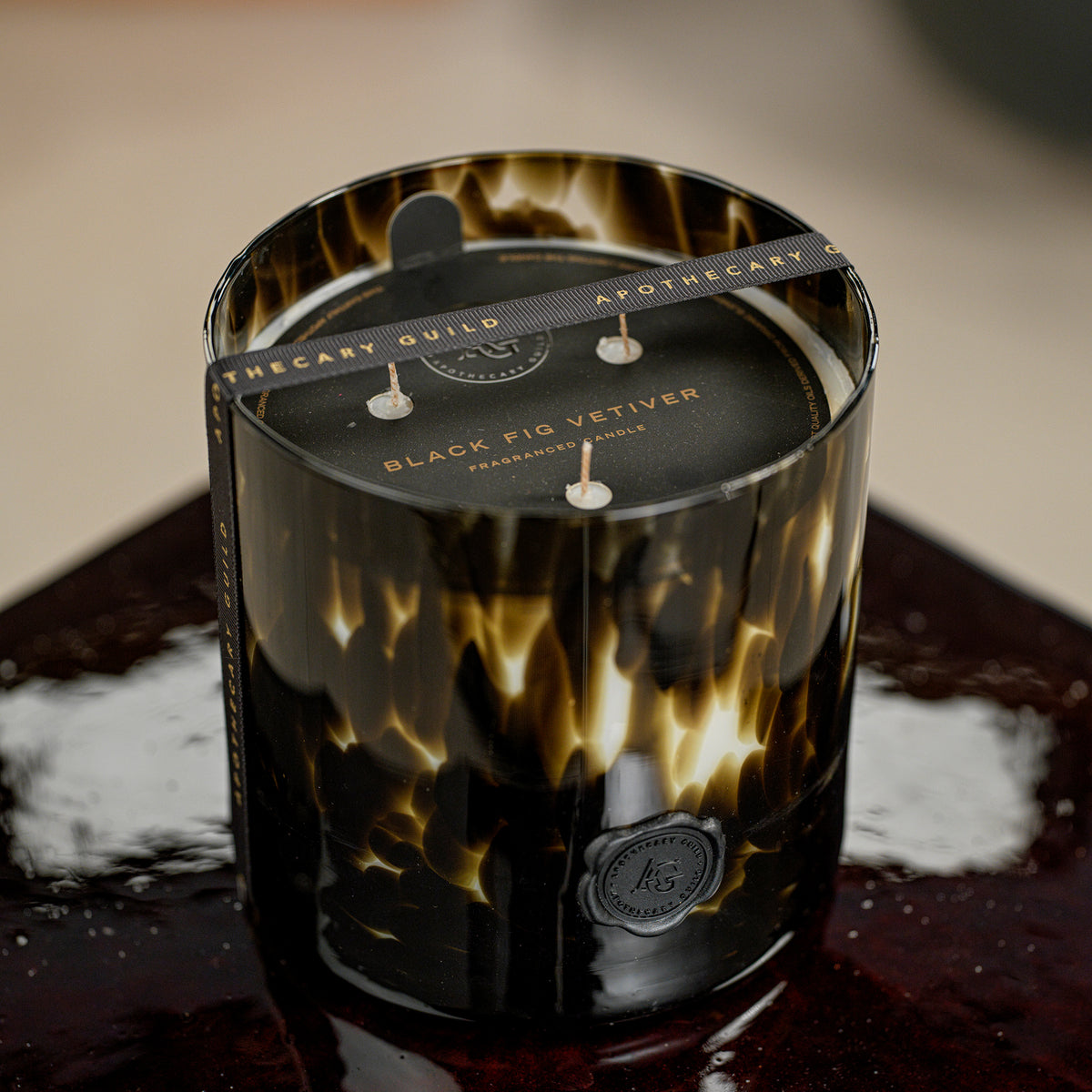 Zodax AG Opal Glass 3-Wick Candle Jar, Black Fig Vetiver