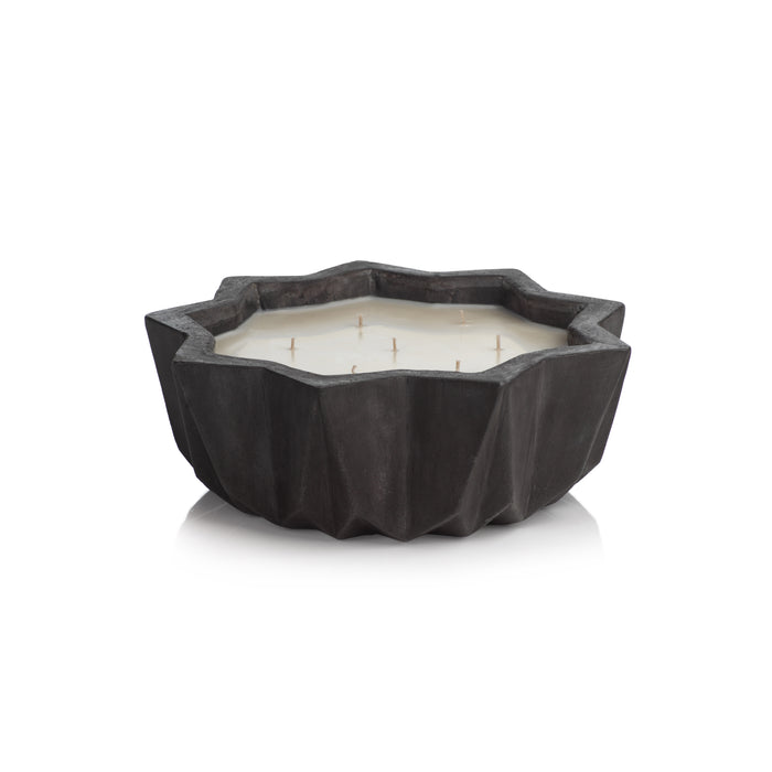 Zodax Villa Nouza 7-Wick Concrete Candle, Grayish Black, Fig Vetiver