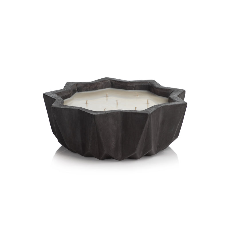 Zodax Villa Nouza 7-Wick Concrete Candle, Grayish Black, Fig Vetiver