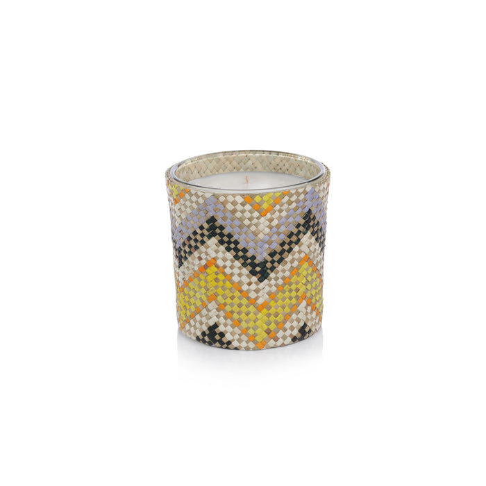 Zodax Mia Handwoven Scented Candle Jar, Multicolor Chevron