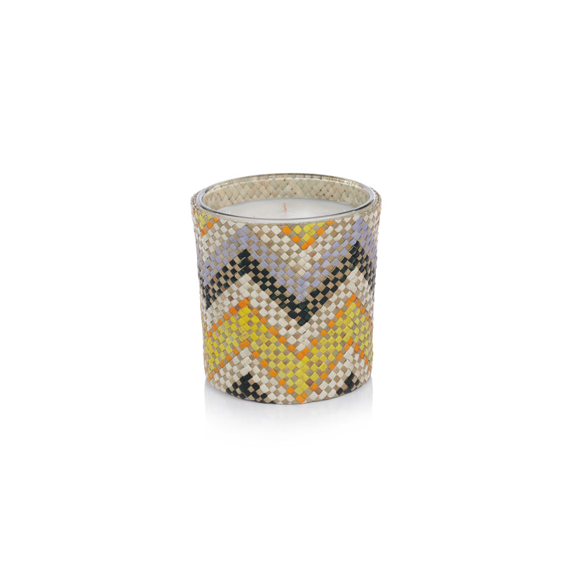 Zodax Mia Handwoven Scented Candle Jar, Multicolor Chevron
