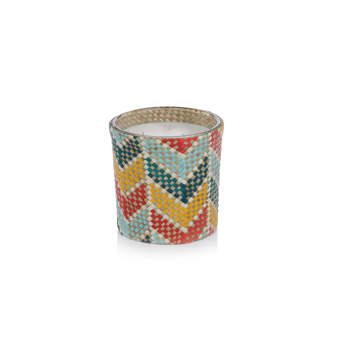 Zodax Mia Handwoven Scented Candle Jar, Chevron Rainbow
