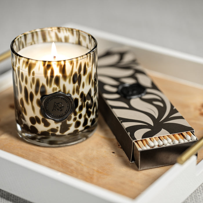 Zodax AG Opal Glass Candle Jar in Gift Box, Black Fig Vetiver
