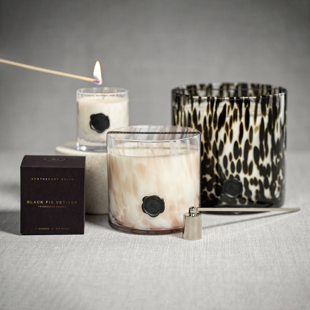 Zodax AG Opal Glass 5-Wick Candle Jar, Black Fig Vetiver