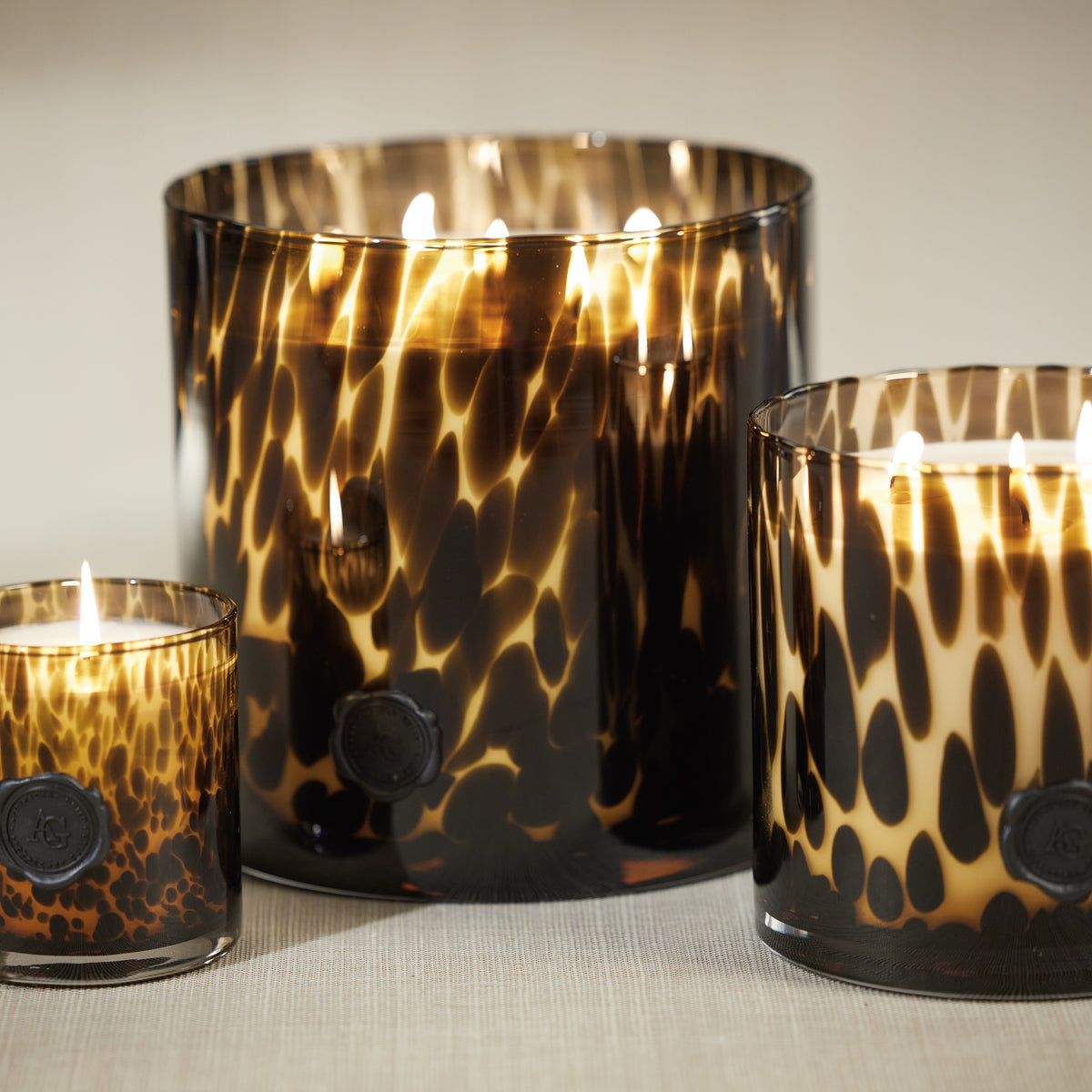Zodax AG Opal Glass 3-Wick Candle Jar-Cedar Leaf & Hinoki Cypress, Amber & Black