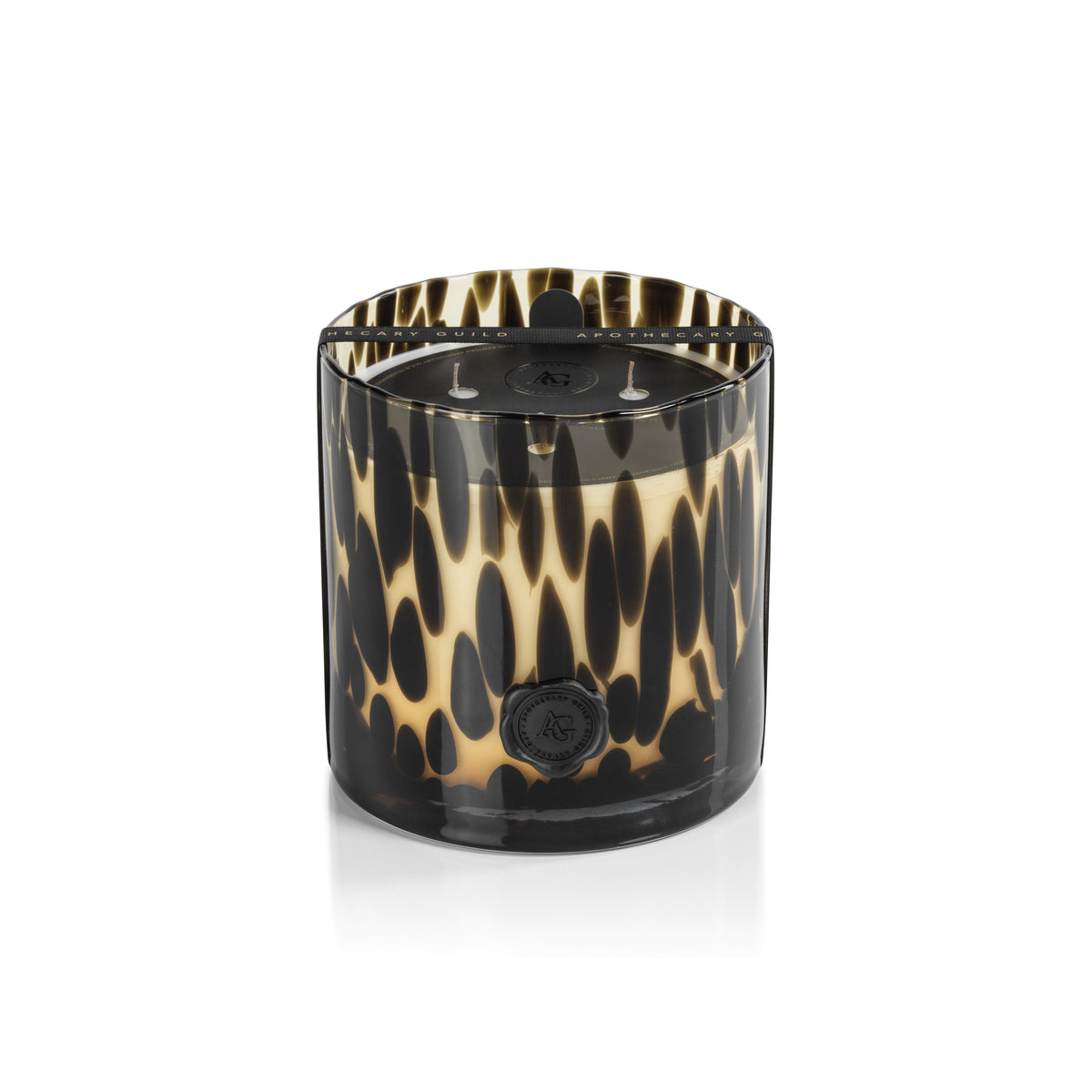 Zodax AG Opal Glass 3-Wick Candle Jar-Cedar Leaf & Hinoki Cypress, Amber & Black