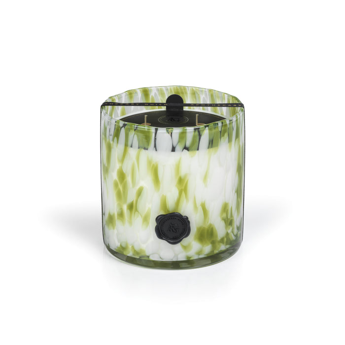 Zodax AG Opal Glass 3-Wick Candle Jar-Sicilian Lemon Bergamot, Clear & Green