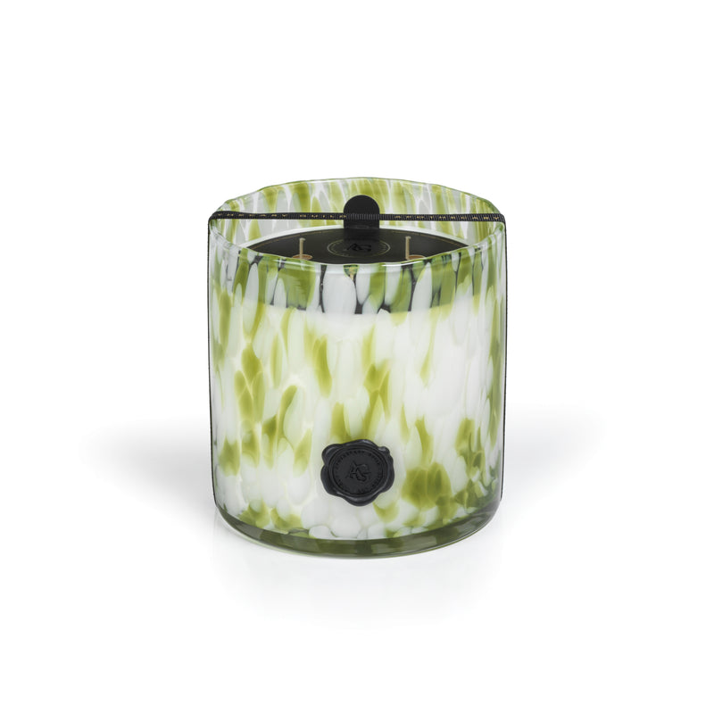 Zodax AG Opal Glass 3-Wick Candle Jar-Sicilian Lemon Bergamot, Clear & Green