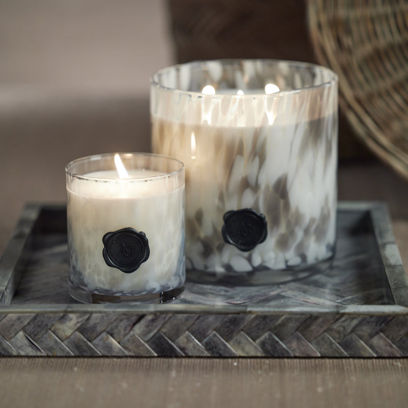 Zodax AG Opal Glass 3-Wick Candle Jar-Lemon Peel, Clear & Gray