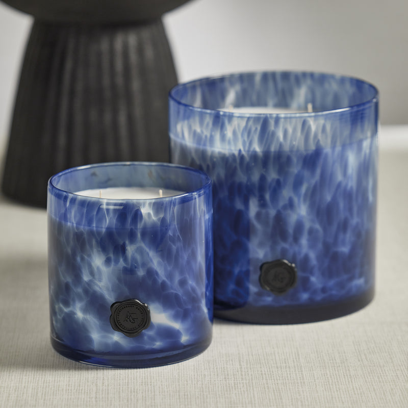 Zodax AG Opal Glass 5-Wick Candle Jar-Sea Salt Coastal Mist, Clear & Dark Blue