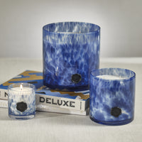 Zodax AG Opal Glass 5-Wick Candle Jar-Sea Salt Coastal Mist, Clear & Dark Blue