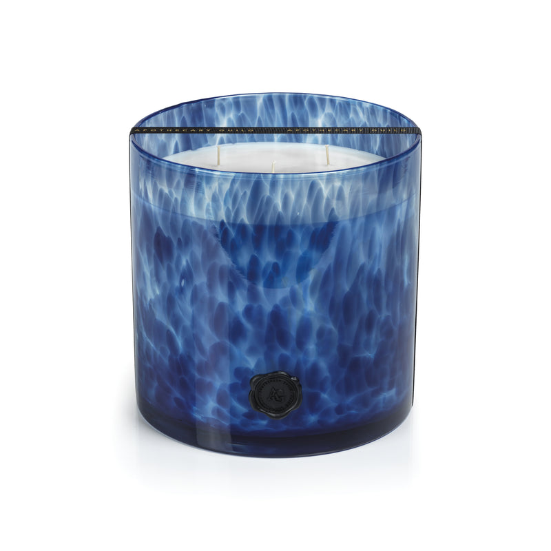 Zodax AG Opal Glass 5-Wick Candle Jar-Sea Salt Coastal Mist, Clear & Dark Blue