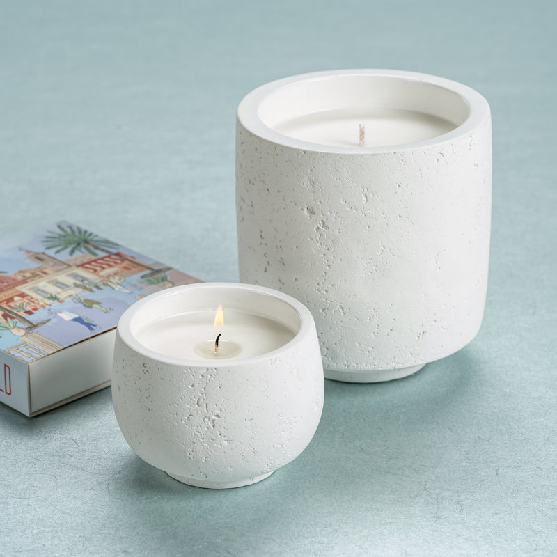Zodax Cote d'Azur White Concrete Candle, 16.75 oz, Sea Salt & Coastal Mist