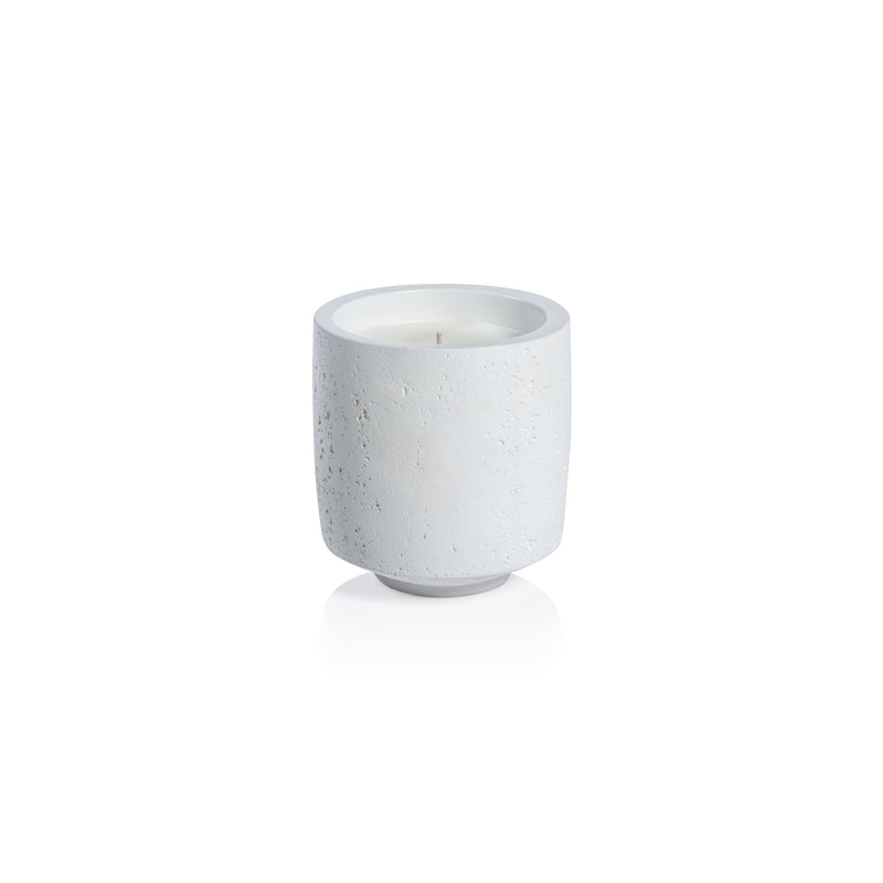 Zodax Cote d'Azur White Concrete Candle, 16.75 oz, Sea Salt & Coastal Mist