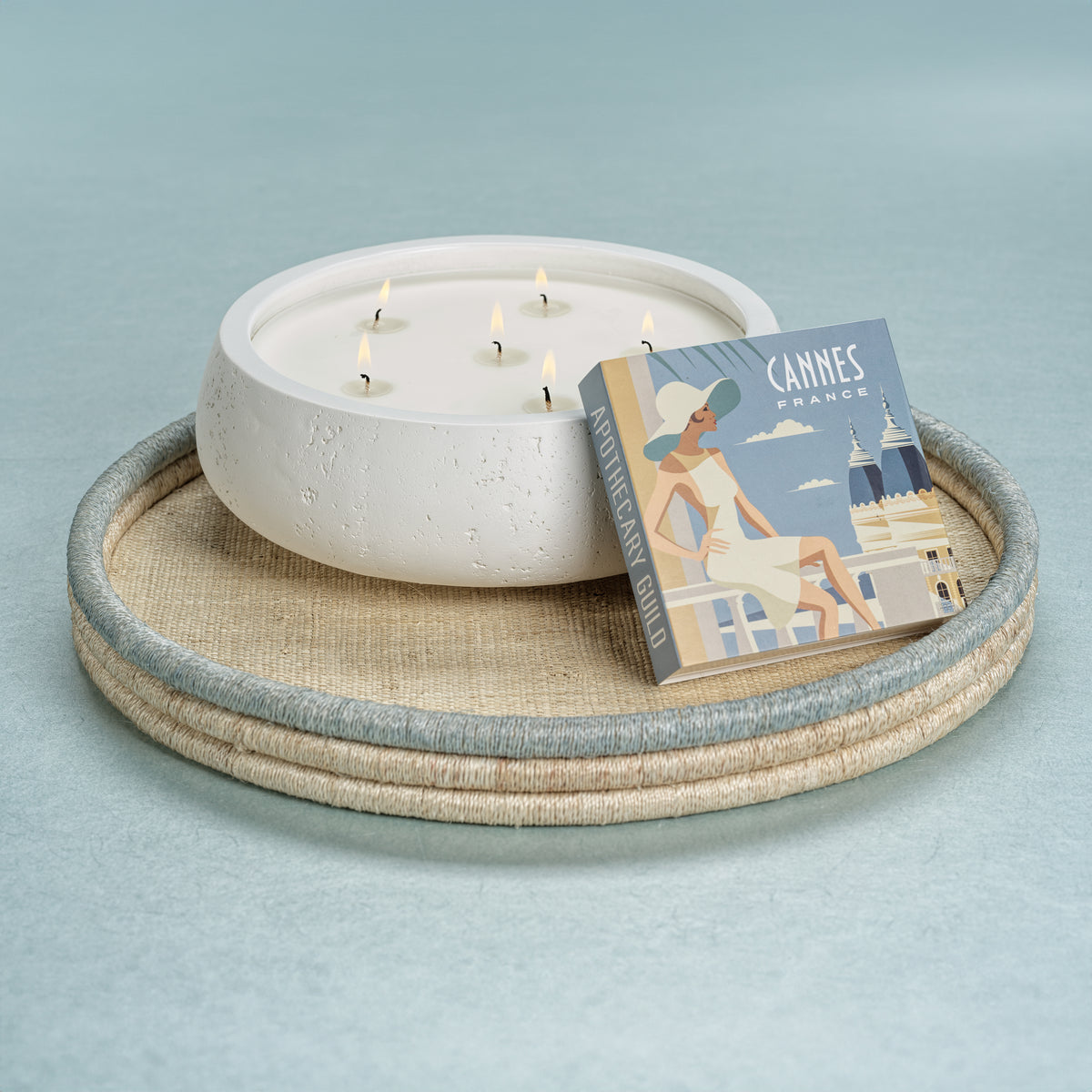 Zodax Cote d'Azur White Concrete Candle, 45.5 oz, Sea Salt & Coastal Mist