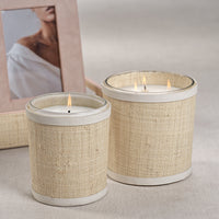 Zodax Sea Salt & Coastal Mist Scented Candle in Natural Raffia Basket w/ Leather Trim, 19 oz