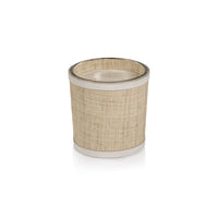Zodax Sea Salt & Coastal Mist Scented Candle in Natural Raffia Basket w/ Leather Trim, 19 oz