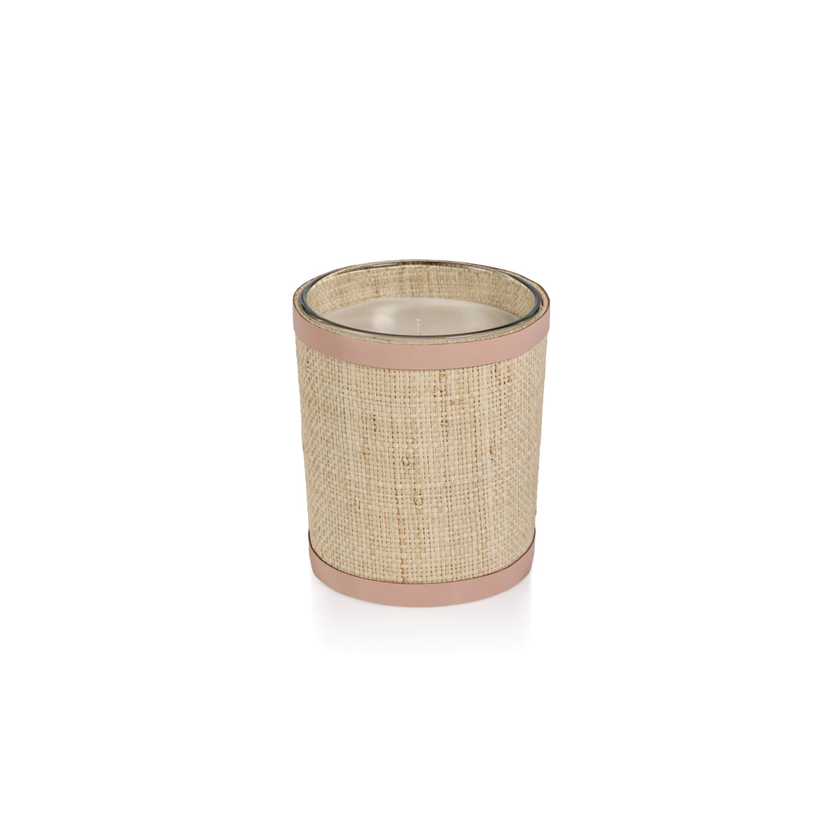 Zodax Lemon Peel, 12 oz, Lavender & Tarragon Scented Candle in Natural Raffia Basket w/ Leather Trim