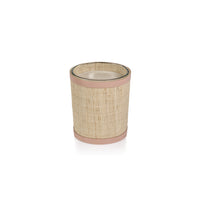 Zodax Lemon Peel, 12 oz, Lavender & Tarragon Scented Candle in Natural Raffia Basket w/ Leather Trim