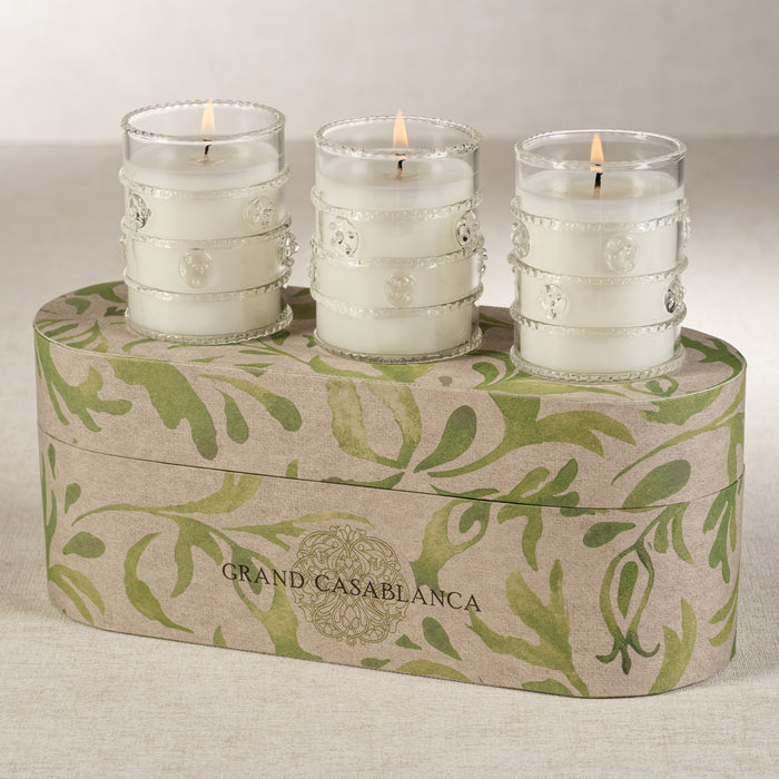Zodax Grand Casablanca Scented Candle Trio,  Apricot Bloom