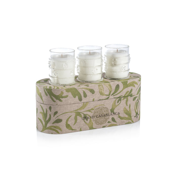 Zodax Grand Casablanca Scented Candle Trio,  Apricot Bloom