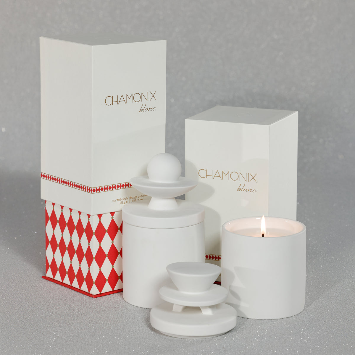 Zodax Chamonix Blanc Ceramic Jar Candle Set, 5 Assorted Pieces