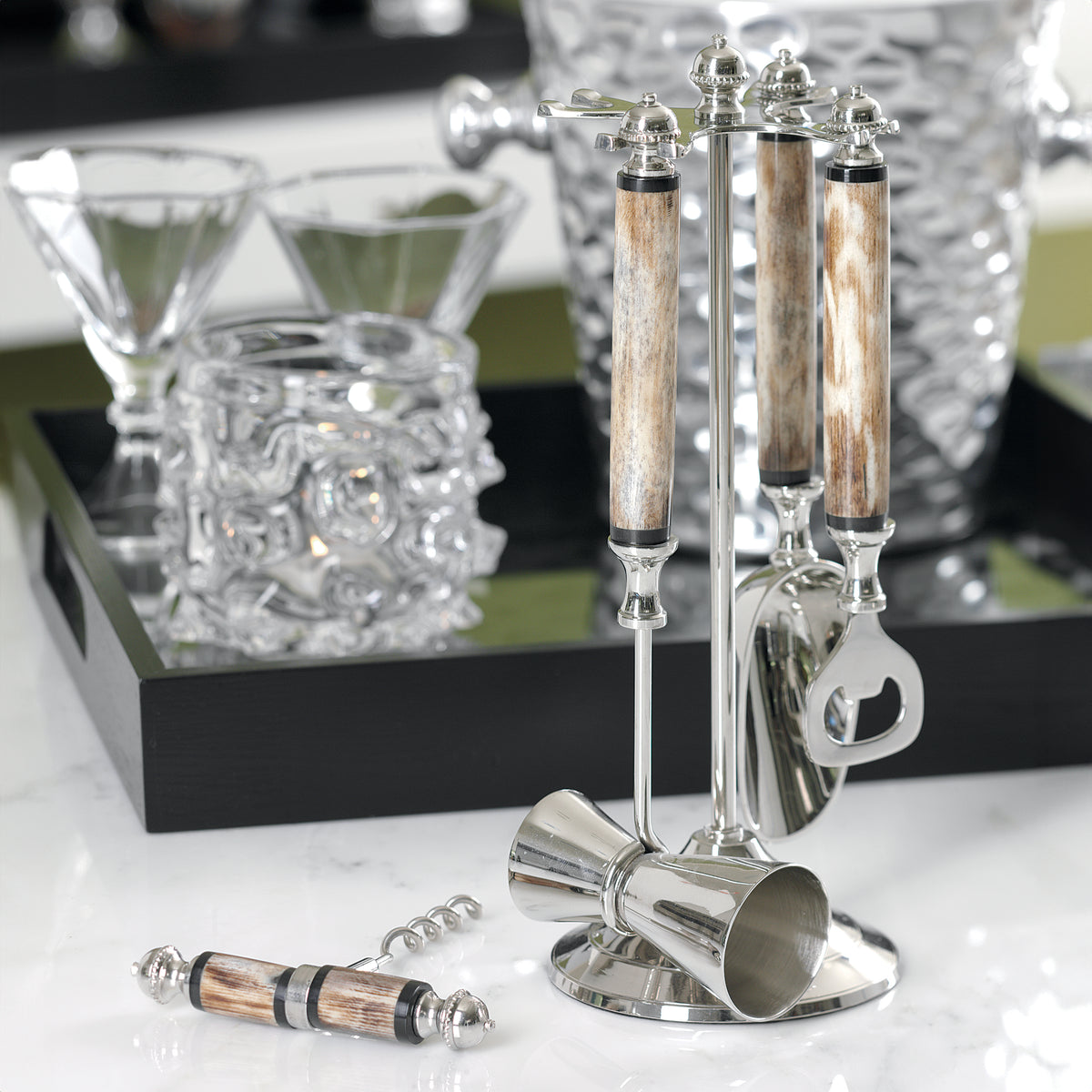Zodax 5-Piece Mikhola Bar Tool Set with Bone Handles