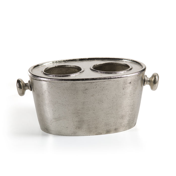 Zodax 6.75-Inch Tall Seguso Two Bottle Wine Holder, Nickel, Silver