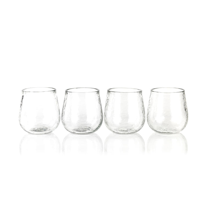Zodax Garan Hammered Stemless All Purpose Glass, Set of 4