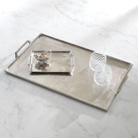Zodax Rectangular Aluminum Tray with Handles, Silver