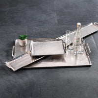 Zodax Rectangular Aluminum Tray with Handles, Silver