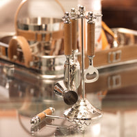 Zodax Polished Nickel and Leather Bar Tool Set