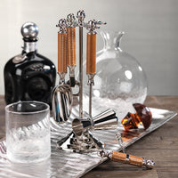 Zodax Polished Nickel and Leather Bar Tool Set