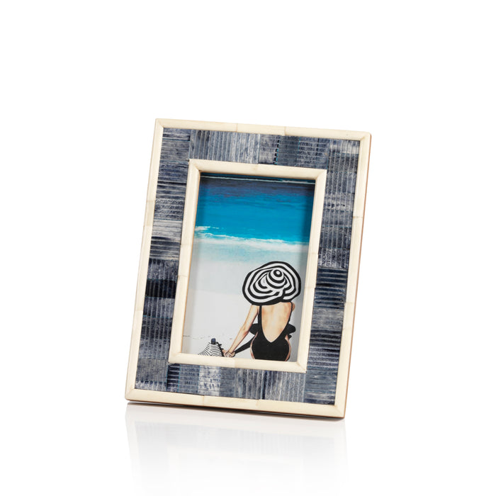 Zodax Mendocino Blue Carved Bone Photo Frame, 4" x 6"