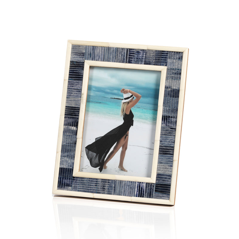 Zodax Mendocino Blue Carved Bone Photo Frame, 5" x 7"