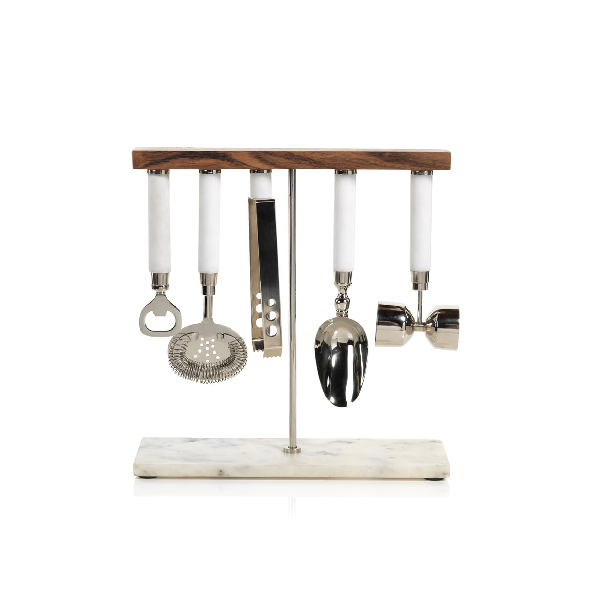 Zodax Marbella 5-Piece Bar Tool Set, Wood/Marble