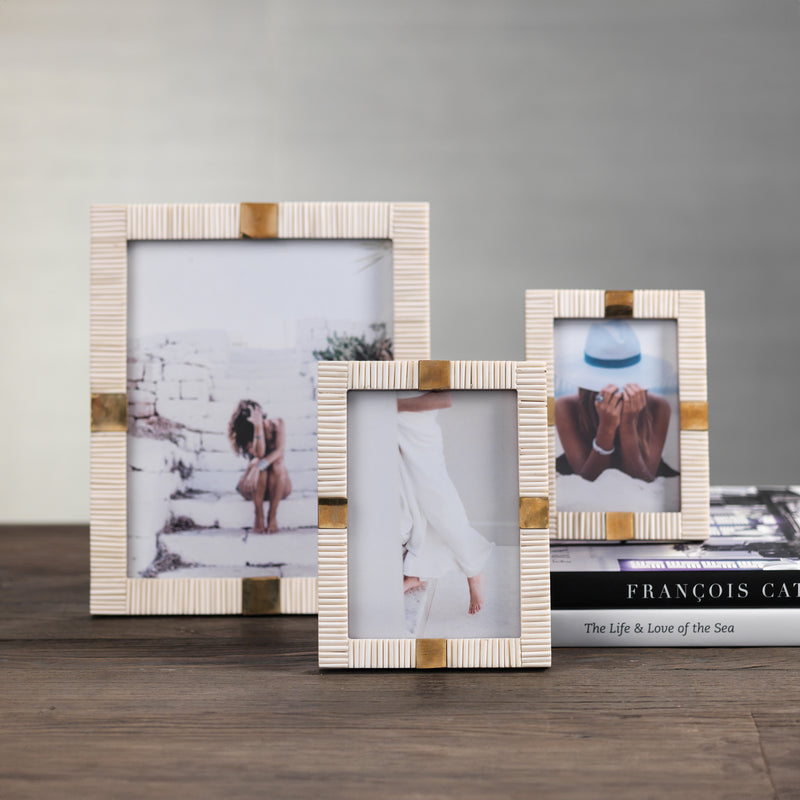 Zodax Maha Bone with Brass Trim Photo Frame- 8"x 10"