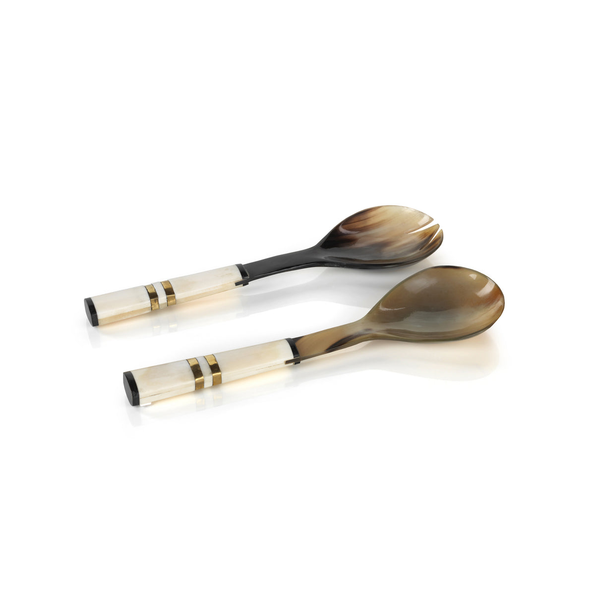 Zodax Cote d'Ivoire Salad Server with White Bone Handle Pair