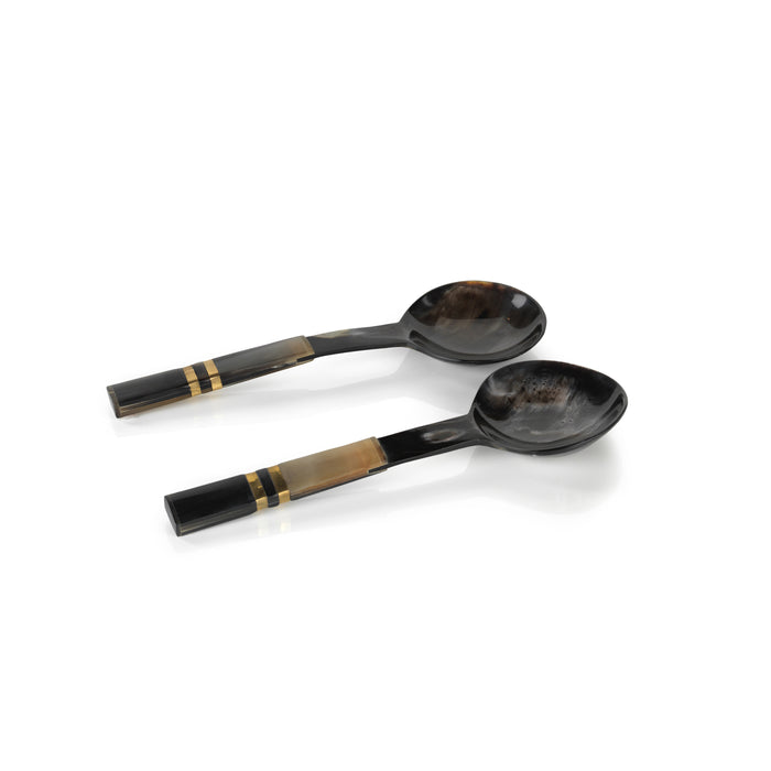 Zodax Seychelles Salad Server with Horn Handle Pair