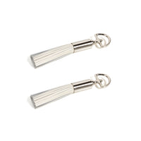 Zodax Royal Leather Tassel Nickel Bottle Openers, White, Set of 2