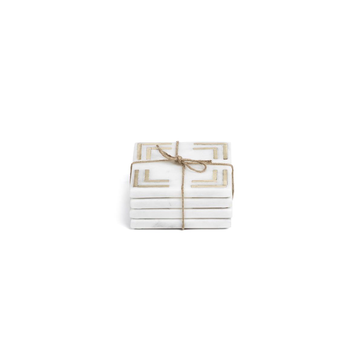 Zodax Mannara 4-Inch Square Marble Coasters, Set of 4