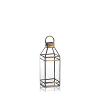 Zodax Martino Antique Brass Glass Lantern, 15"