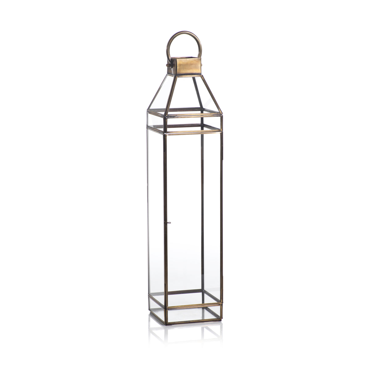 Zodax Martino Antique Brass Glass Lantern, 25"