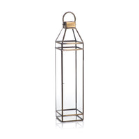 Zodax Martino Antique Brass Glass Lantern, 25"